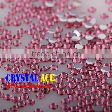 Rose color resin crystal rhinestones cold fix beads, mirror back resin diamond stones for jewellery making