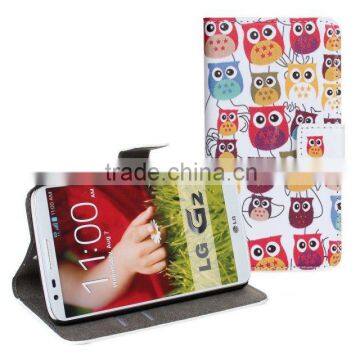 Leather Flip Case with card slots for LG G2 Mobile phone