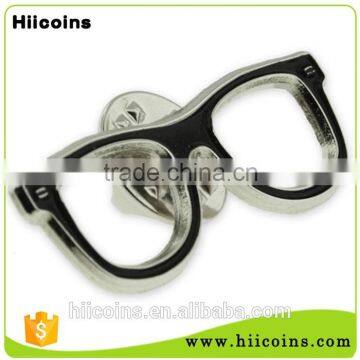 Attractive black eyeglass shaped enamel metal lapel pin