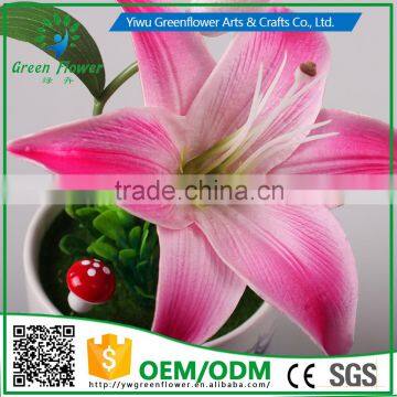 2016 Wholesale Multicolor Latex Artificial PU Flowers Single Headed Lily Real Touch Bouquet Wedding Bridal Decor Display Flower photo-4