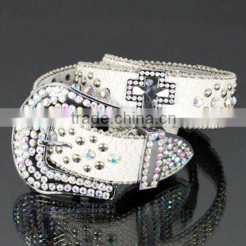 Fashion Leather Cross Rhinestone Belt