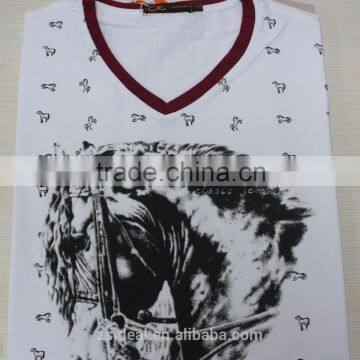 New Design Full Silkscreen Printing 100% Cotton V-neck Man Polo T-shirt photo-2
