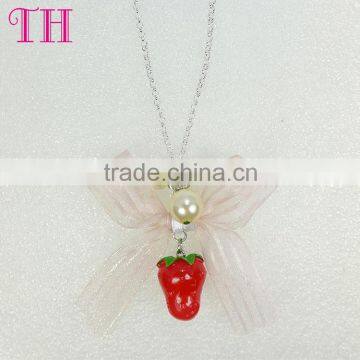 cheaper price kids resin strawberry shape organic decoration latest design beads necklace