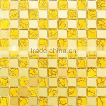 golden mirror glass mosaic MU03 for art wall brick luxury hotel lobby hall decoration