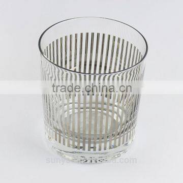 Made in China Silver Line Decal Drinking Glass Cup