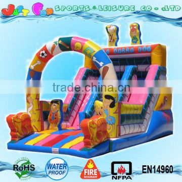 6m tall attractive Yabba Dabba Doo double lane inflatable slide for kids