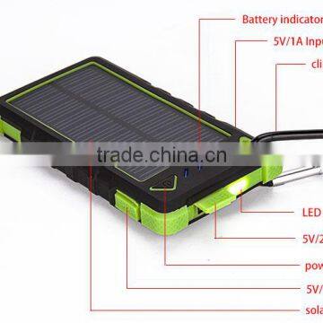 Waterproof solar charger 10000mAh dual USB portable solar panel power bank