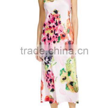 Wholesale Factory Women's Floral Satin Long Gown