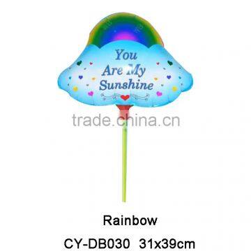 2016 Inflatable Rainbow shaped foil balloon cup stick shaped helium balloon as gift toy use