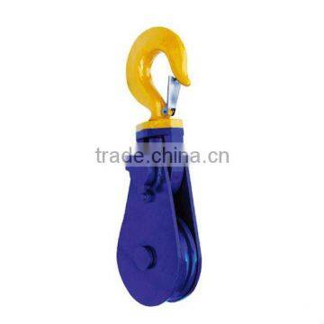 Blue Color Single Wheel Steel Pulley With Hook