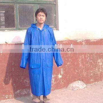 promotional adult blue PVC 0.10mm PVC rain wear/rain jacket