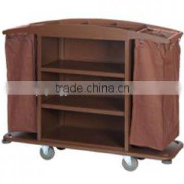 Steel and wood housekeeping cart service trolley for hotel