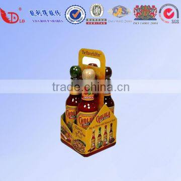 4 Pack Paper Beer Carrier Box, Custom Made Printing Art Paper Packaging Shipping Box For Glass Bottles
