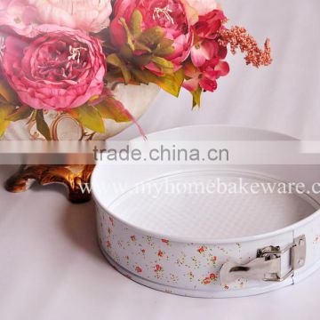 Dia.22*H7cm Carbon Steel Non-stick Round Springform Cake Pan with decals and flowers