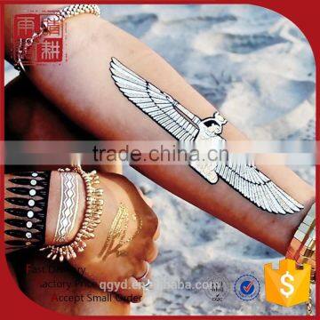 Wholesale golden foil tattoo stickers temporary metallic invisible mesh tattoo sleeves