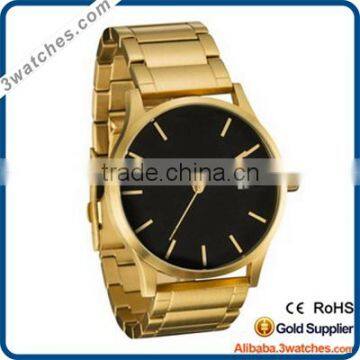 Hot sale fashion men wrist watch stainless steel watch classic gold watch customized watch auto date watch