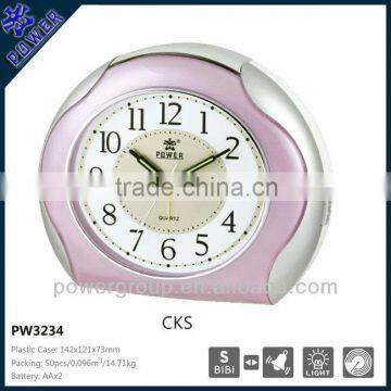 Ringing bells snooze and beep alarm clocks light sensor CE/FCC/ISO standrad High quality PW3234