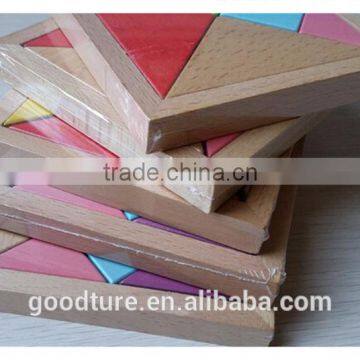 2015 Hot Sale Water Based Painted Colorful Beechwood Tangram photo-6