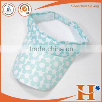 Wide brim fancy stylish sun visor cap custom topee hat with magic hook and loop fastener closure