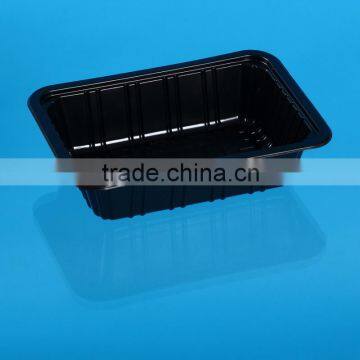 Black Rectangular Disposable Plastic food Tray for meat