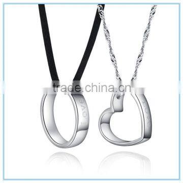 Couple Lovers Round Heart Pendants Necklaces Jewelry Sets