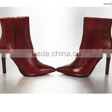 OlZB26 Pretty Mature Genuine Leather Boots Heel China Wholesale Ladies Ankle Boots With Rubber Outsole Shoes photo-3