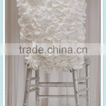 YHS#521 organza wildflower back cover polyester banquet wedding wholesale chair cover sash bow