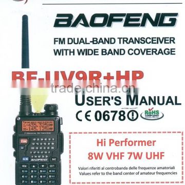 BAOFENG BF-UV9R+8 WATT versione export 136-174 400-520 MHz walkie talkie + programmazione