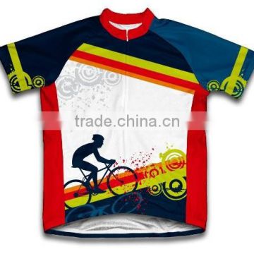 summer custom design sublimation printed cling jersey short sleeve cycling clothing