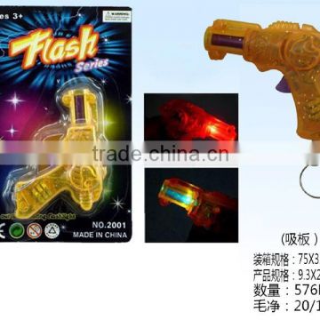 small size plastic mini flashing gun light with keychain option