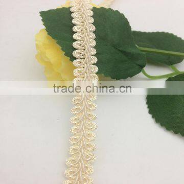 kaiyuan manufacturer custom polyester lace ivory natural gimp braid trim