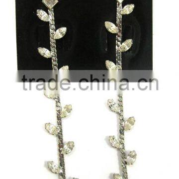 Fashion metal silver link chain with marquis zirconia drop earrings , Customized Colors or LOGO and OEM desigtn accept