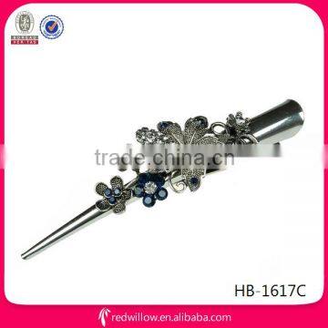 Australia popular long metal crystal flower beak hair clips