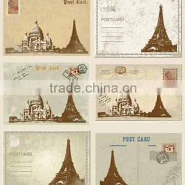 Retro style scenery travel postcard printing