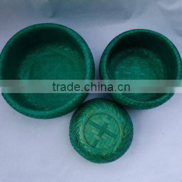 Vietnam nice handwoven basket Set of 3 bamboo basket for small storage, round wicker basket set - made in Vietnam