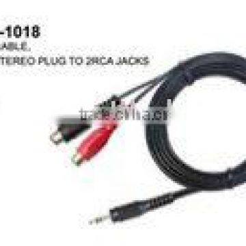 AUDIO CABLE,3.5MM STEREO PLUG TO 2RCA JACKS