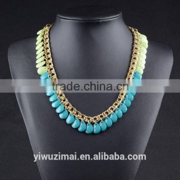 New Fashion Bohemia Multilayer Bronze Turquoise Tassel Pendant Charm Necklace