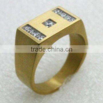 wholesale new design CNC zircon mens gold finger rings
