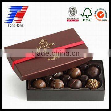 Custom printing handmade chocolate paper box with lids and ribbon