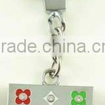 Fashion key chain with T pendant zinc cz stones