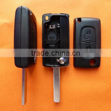 High quality Citroen 307 blade 2 buttons flip remote key shell ( VA2 Blade - 2Button - With battery place )