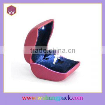 Quality Red Leather Jewelry Ring Packging Box With Led Lights