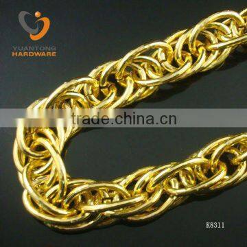 double crossed big gold color aluminum chain