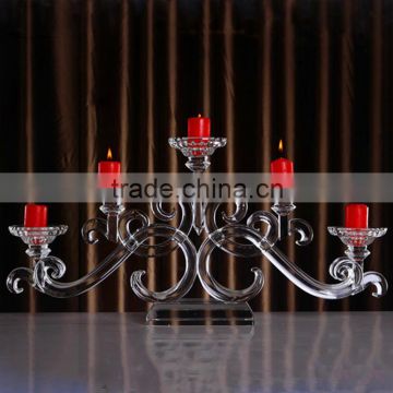 decorative medium height crystal glass candleabra with tealight