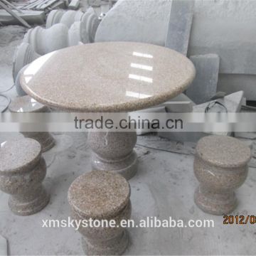 Natural Granite stone G682 Yellow Rust Stone Garden Table and Chair Cheap Price For Outdoor