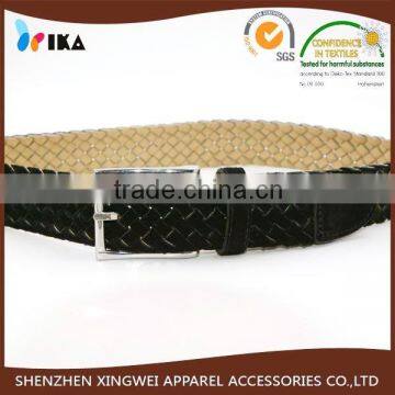 Custom Silver Pin Buckle Crocodile Braided Leather Belt