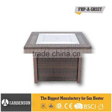 Gas outdoor fire table(square wicker) GARDENSUN 40,000BTU with CE CSA AGA ISO