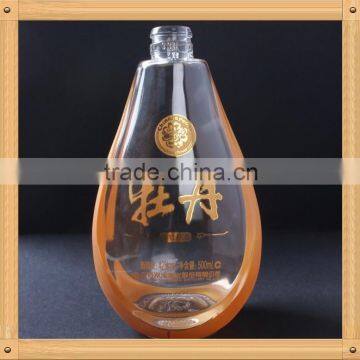 china 500ml wholesale decal glass bottle for wine,whisky,vodka,beverage