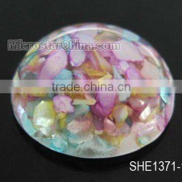 Colorful dichroic round shell cabochon beads