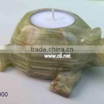 Turtle Shaped Onyx Tea Light Candle Holder